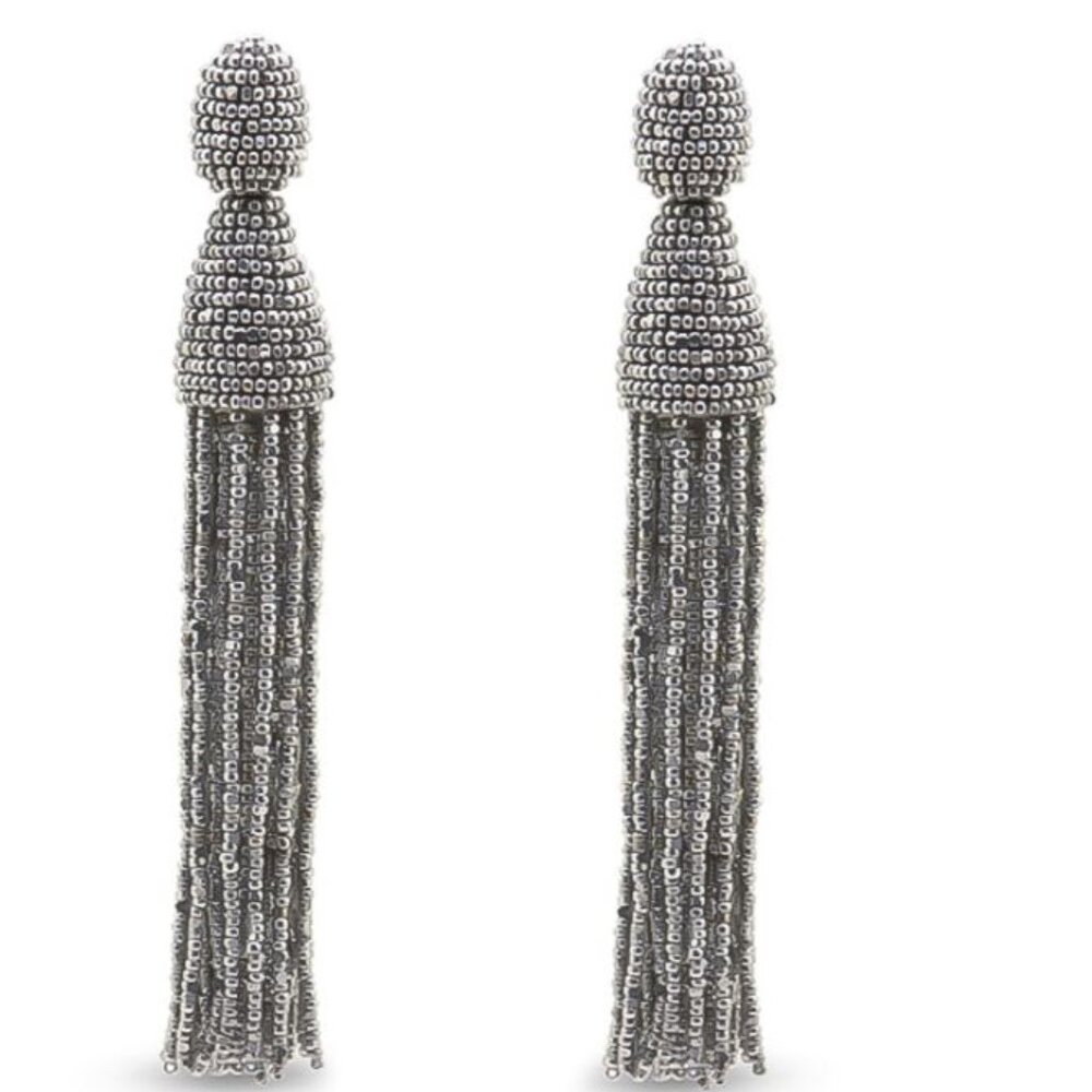 Oscar de la Renta Silver Tassel Earrings